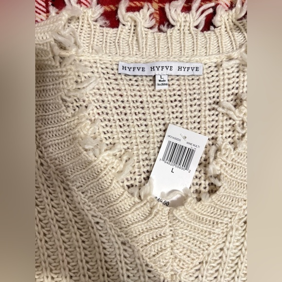 Hyfve Women's Striped Colorblock Knit Pullover Long Sleeve V-neck Loose Sweater - Picture 13 of 14